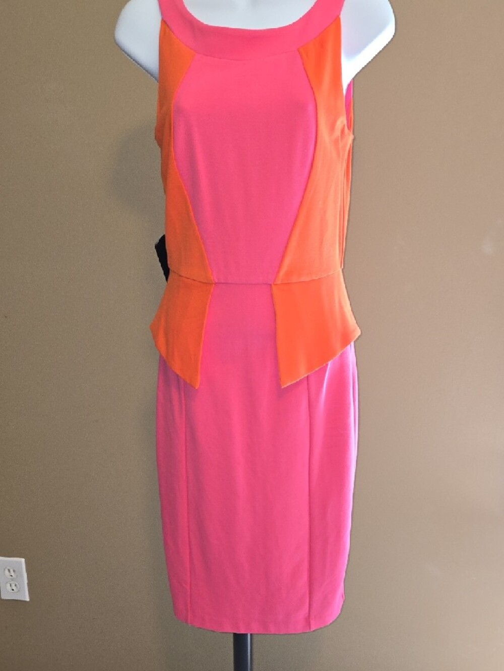 bebe Pink and Orange Colorblock Midi Dress NWT XS
